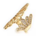 thumbnail image 1 of QQTDFG Stainless Steel Rhinestone Ring Wide Band Rings Hollow Butterfly Gold Z705-7, 1 of 3