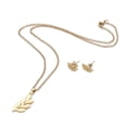 thumbnail image 1 of QQTDFG Stainless Steel Set Earring Pendant Necklace Leafy Branches Gold 18"&nbsp; P788-default, 1 of 5