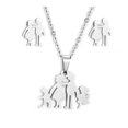 thumbnail image 1 of QQTDFG Stainless Steel Set Pendant Necklace Stud Earrings Family Silver 17" A464-default, 1 of 4