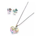 thumbnail image 1 of QQTDFG Stainless Steel Set Stud Earring Pendant Necklace Heart 17.7" Pin 0.8mm P476-default, 1 of 7