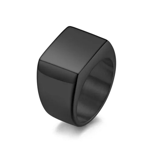 QQTDFG Stainless Steel Signet Ring for Men Women Vintage Band Ring Cool Finger Gift-Black-10