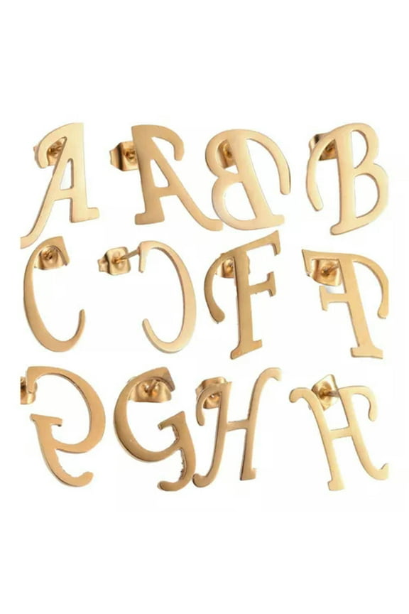 Stainless Steel Stud Earrings Earrings Alphabet Name Initial Letter Gold Z265-H