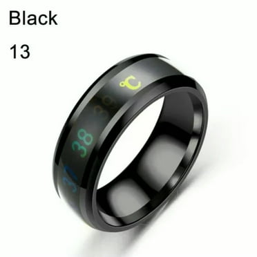 QQTDFG Stainless Steel Temperature Measurement Ring Mood Rings Thermometer Display-black-8