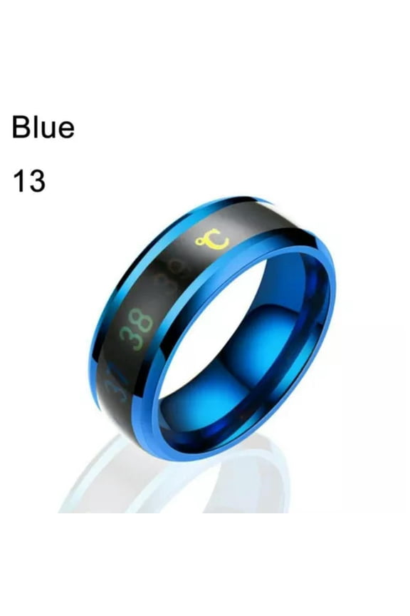 Stainless Steel Temperature Measurement Ring Mood Rings Thermometer Display-blue-10
