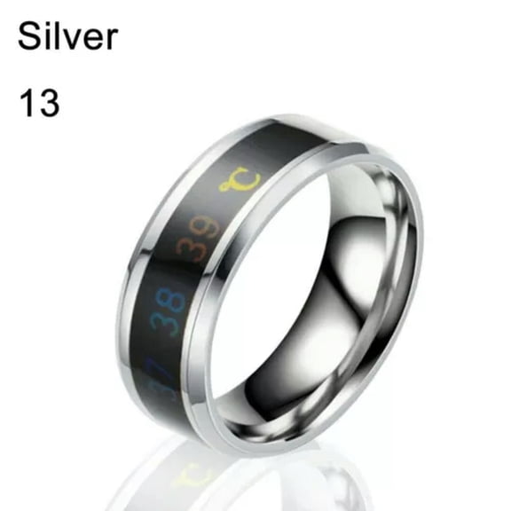 QQTDFG Stainless Steel Temperature Measurement Ring Mood Rings Thermometer Display-silver-11