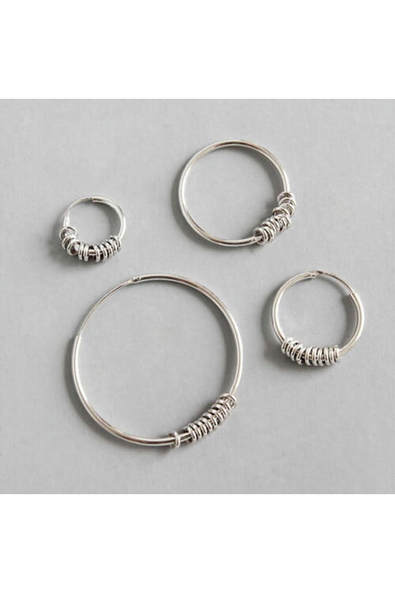 Sterling Silver 10/15/20/30mm Circles Hoops Sleeper Earrings Women Jewelry A1617-10mm