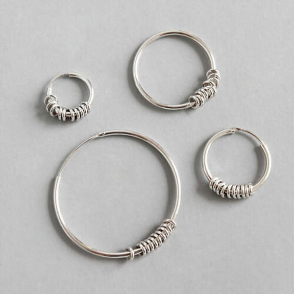 QQTDFG Sterling Silver 10/15/20/30mm Circles Hoops Sleeper Earrings Women Jewelry A1617-15mm