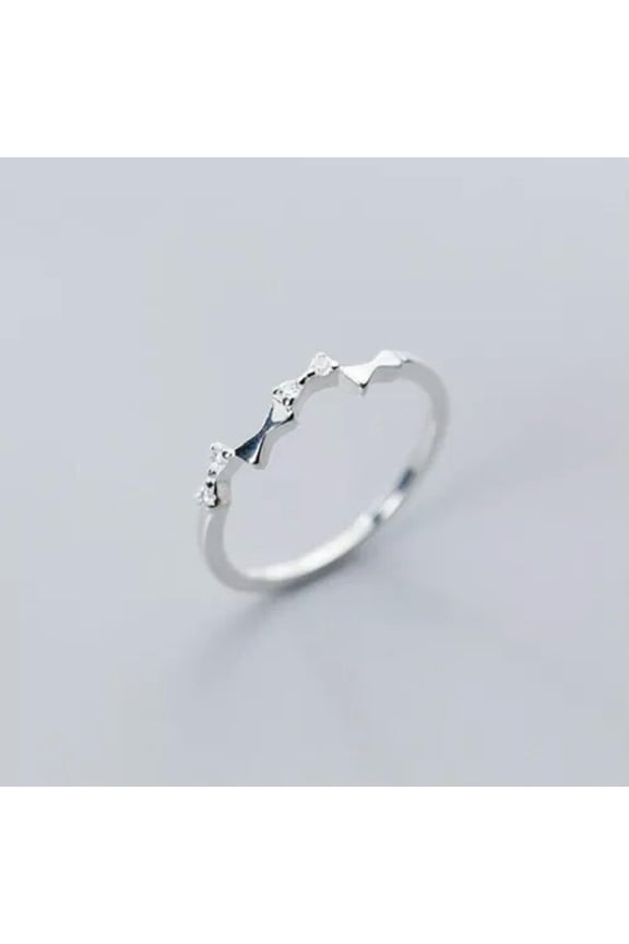Sterling Silver 925 Bow Knot CZ Dainty Thin Ring A3758-5.5