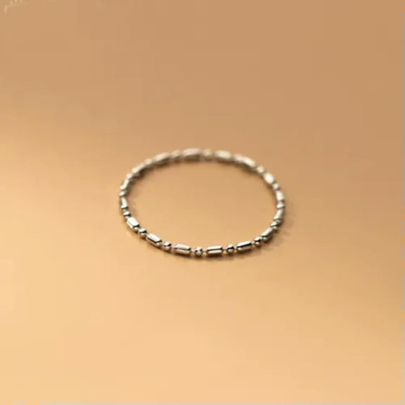 QQTDFG Sterling Silver Beaded Chain Thin Dainty Knuckle Midi Pinkie Ring A3070-Silver-7.5