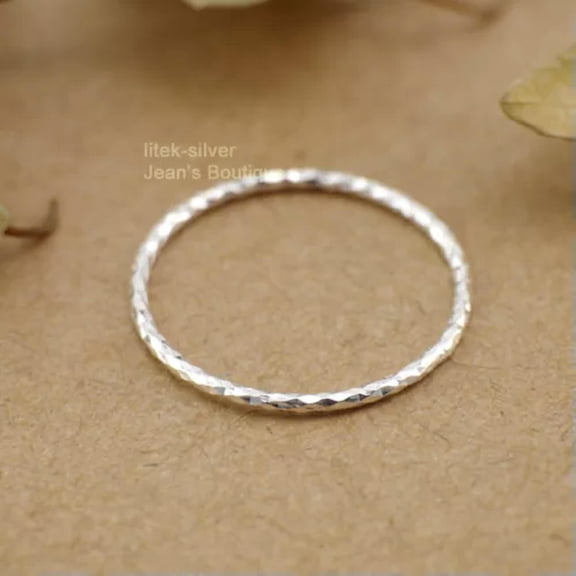 QQTDFG Sterling Silver Bling Plain Thin Knuckle Midi Stackable Pinkie Ring A3572-6-Silver