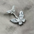 thumbnail image 1 of QQTDFG Sterling Silver Butterfly CZ Crystal Belly Bar Button Navel Ring Piercing A1072-6mm, 1 of 9