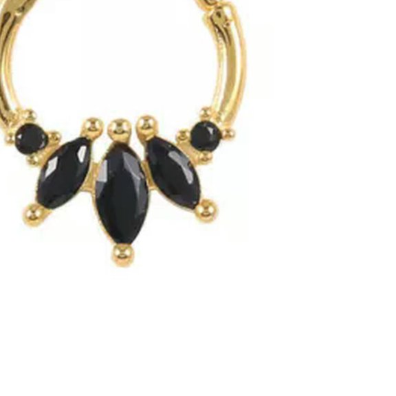 QQTDFG Sterling Silver CZ Daith Hoop Helix Ring Cartilage Piercing Earring A1648-E - Gold with Black Stone