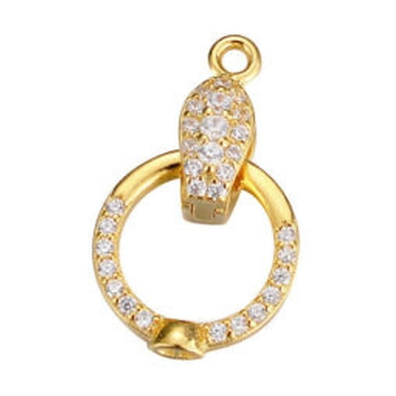QQTDFG Sterling Silver CZ Hook & Eye Fold Over Clasp Connector for Necklace A5262-Gold-1 piece