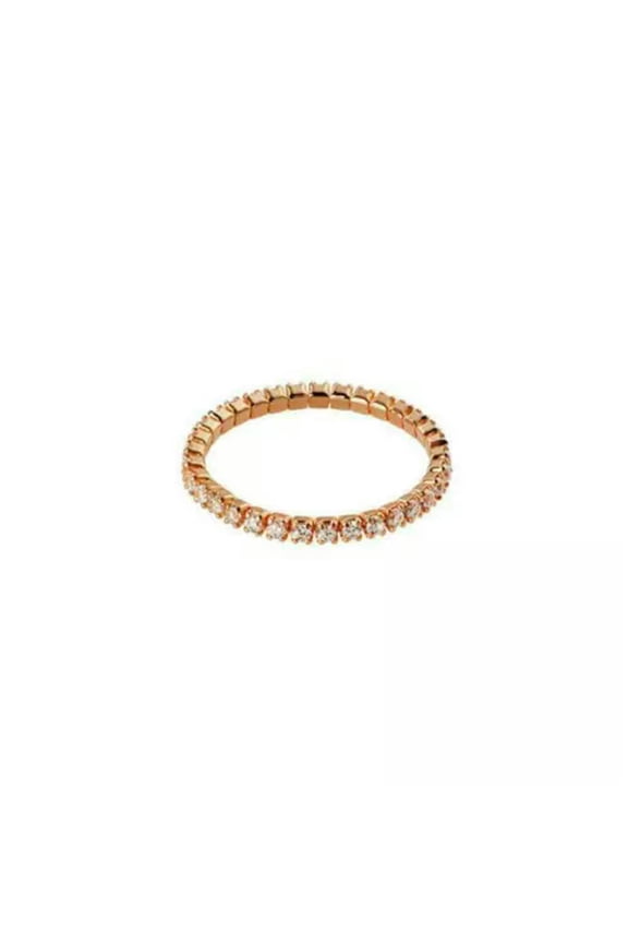Sterling Silver CZ Paved Chain Thin Band Dainty Knuckle Midi Pinkie Ring A3802-6.5-Rose Gold