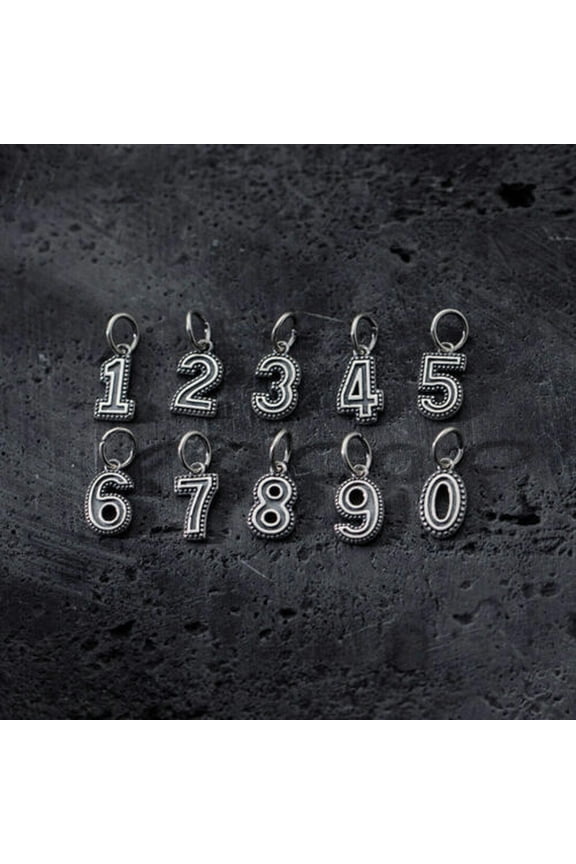 Sterling Silver Digital Number DIY Dangle Charm A2659-Oxidized-2 - 1 piece