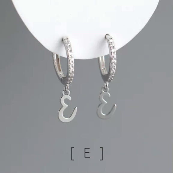 QQTDFG Sterling Silver Hoop Earrings with Initial Letter Alphabet Charm A-Z A4479-E-Gold