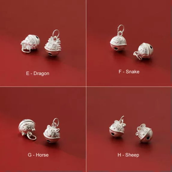 QQTDFG Sterling Silver Lovely Zodiac DIY Bracelet Bell Charm A2993-G - Horse-1 piece