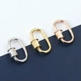 thumbnail image 1 of QQTDFG Sterling Silver Oval Link Lock Bail Carabiner Clasp Enhancer Connector A2144-A - no stone-Gold-3 pieces, 1 of 4