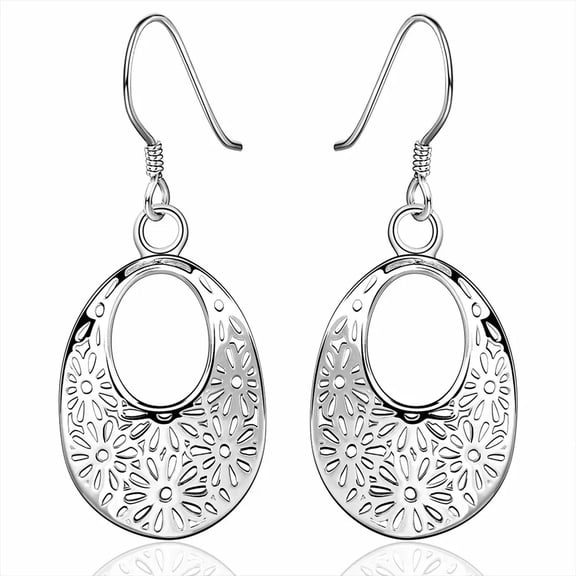 QQTDFG Sterling Silver Plated Earrings Drop Dangle Fish Hook Clasp L693-default