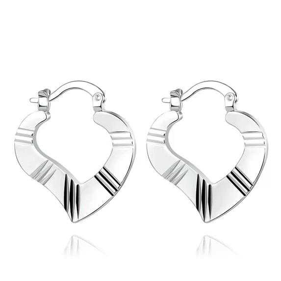 QQTDFG Sterling Silver Plated Earrings Hoop Hinged Hoop .88" L387-default