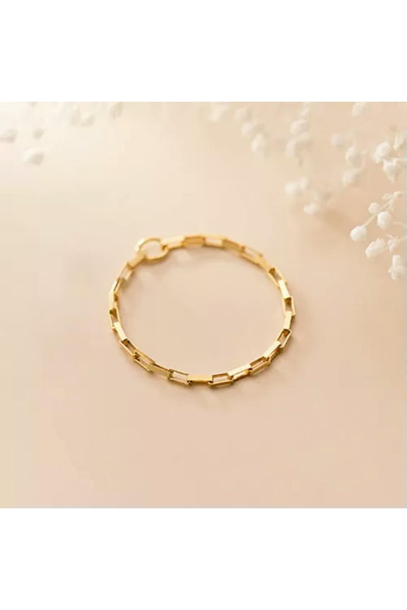 Sterling Silver Square Chain Linked Thin Dainty Midi Knuckle Pinkie Ring A3115-6.5