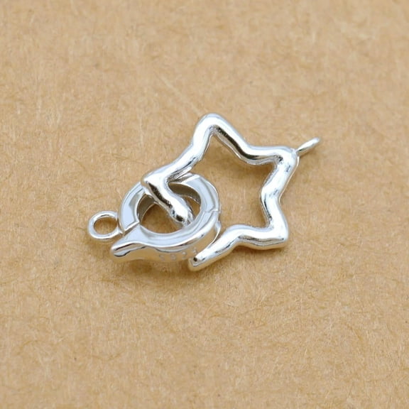 QQTDFG Sterling Silver Star Hook & Eye Fold Over Clasp Connector A5289-Silver-default