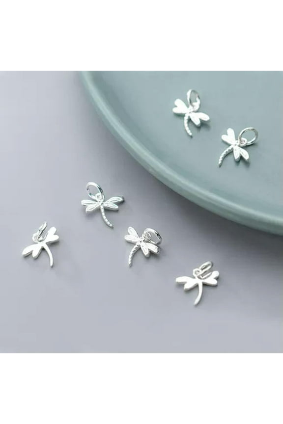 Sterling Silver TINY Dragonfly Dangle Charm A2184-10 pieces