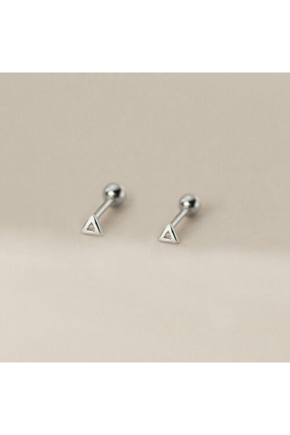 Sterling Silver TINY Heart Star Helix Tragus Screw Back Stud Earrings A4047-Triangle-Silver