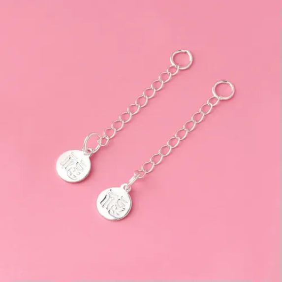 QQTDFG Sterling SilverExtender Chain Necklace Bracelet Extension with Round Tag A5121-3 pieces