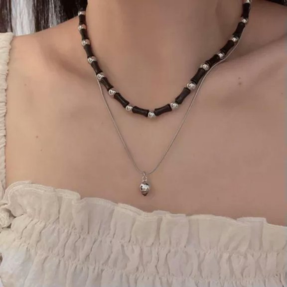 QQTDFG Stones Necklace Bohemia Beaded Chain Round Ring Pendant For Punk|Collier|Hippie-2