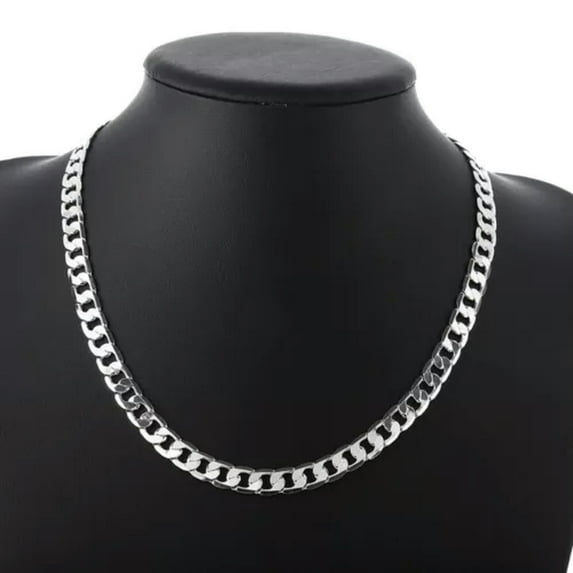 QQTDFG Stylish 925 Silver 8mm Cuban Curb Link Chain Necklace For Man Women Fashion Gift-60cm/24inch