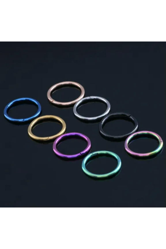 Surgical Steel Double Stack Hoop Clicker Nose Ear Hinged Tragus Multicolor Ring-Green-14g (1.6 mm)-8mm