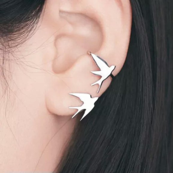QQTDFG Swallow Bird Ear Cuff 925 Sterling Silver SINGLE Climber Crawler Earring A4065-Silver (1 piece) - Left Ear