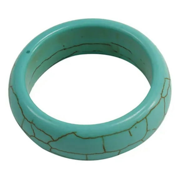 QQTDFG Synthetical Howlite Wide Band Ring Turquoise about 17mm 7~8mm wide Z737-6