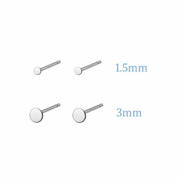 QQTDFG Tiny Black Round Men Women 925 Sterling Silver Stud Post Earrings A1066-1.5mm-Silver