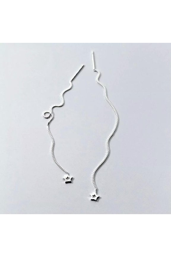 Tiny Star Threader Sterling Silver Threader Ear Thread Through Earrings A1439-default