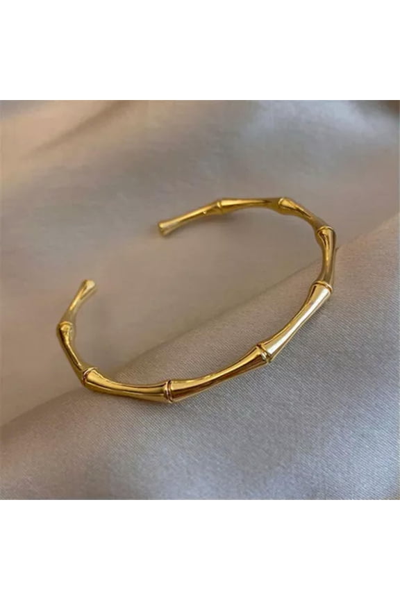 Trend Gold Silver Color Party Gift Bamboo Joint Bangles Bracelet Jewelry-gold
