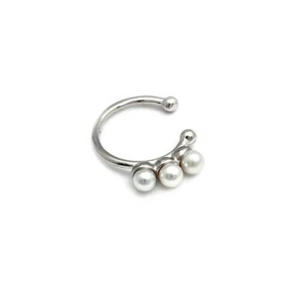 QQTDFG Triple Faux Pearls , 925 Sterling Silver Ear Cuff Non-Piercing Earring A1793-Silver - 1 cuff only