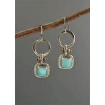 QQTDFG Turquoise 925 Silver Earrings Ear Hook Drop Dangle Gift Wedding Jewelry-#1