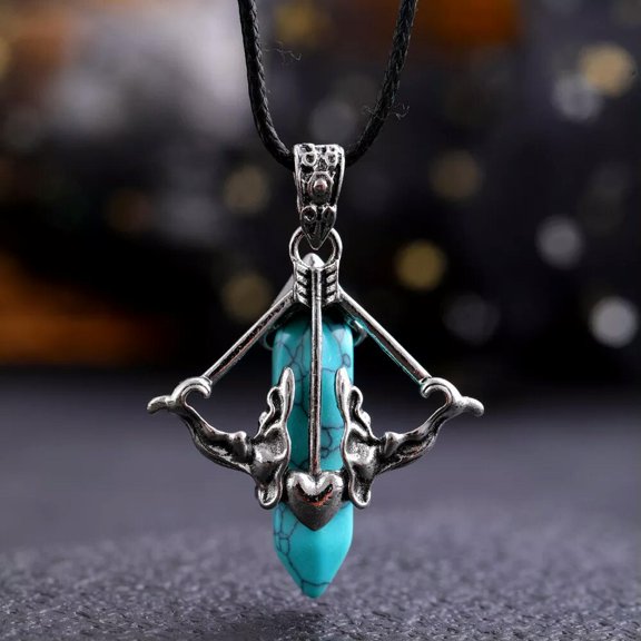QQTDFG Turquoise Gems The Arrow of Cupid Necklace Magic Reiki Healing Amulet-default
