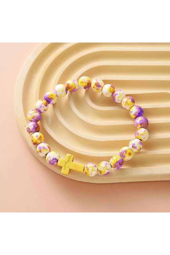 Unisex Camouflage yellow-purple Turquoise Cross Bracelet Neutral Accessory-default