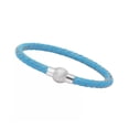 thumbnail image 1 of QQTDFG Unisex Men's Genuine Leather Stainless Steel Magnetic Clasp Bracelet Light Blue-11 - Oval Sand Magnetic Silver, 1 of 5