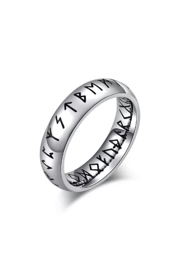 Viking Rings for Men Women Norse Raven Runes Vegvisir Compass Amulet Size 5-13-Silver-11