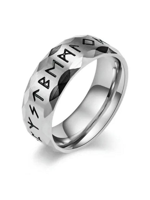 Viking Rings for Men Women Norse Raven Runes Vegvisir Compass Amulet Size 7-13-Silver-7