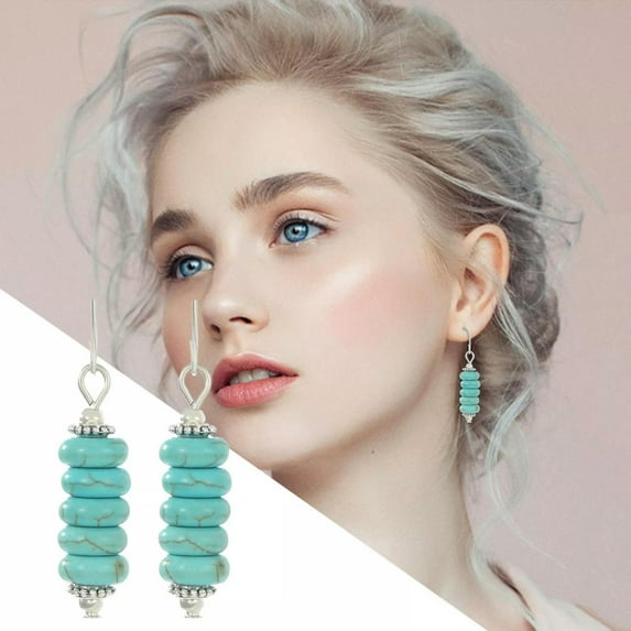 QQTDFG Vintage Bohemian Ethnic Turquoise Earrings Fashion Turquoise Drop Earrings-default