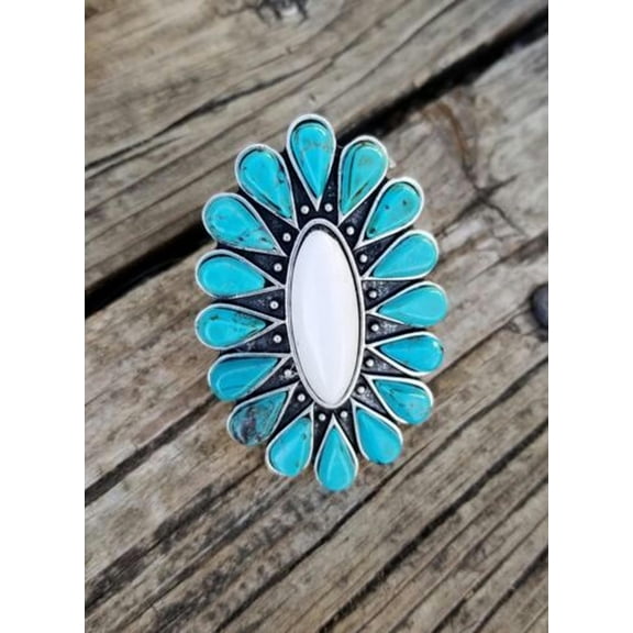 QQTDFG Vintage Handmade 925 Silver Turquoise Rings Women Men Wedding Jewelry Gift-#4-Adjustable