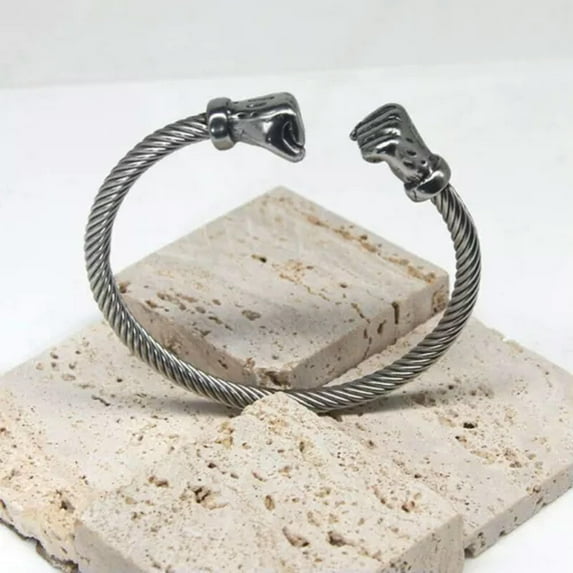 QQTDFG Vintage Mens Silver Thai Handmade Cuff Bracelet Twisted Bangle Men's Gift Bangle-#12