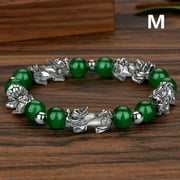 QQTDFG Wealth Good Luck Black Silver PiXiu Obsidian Wristband Bracelet Feng Shui-M