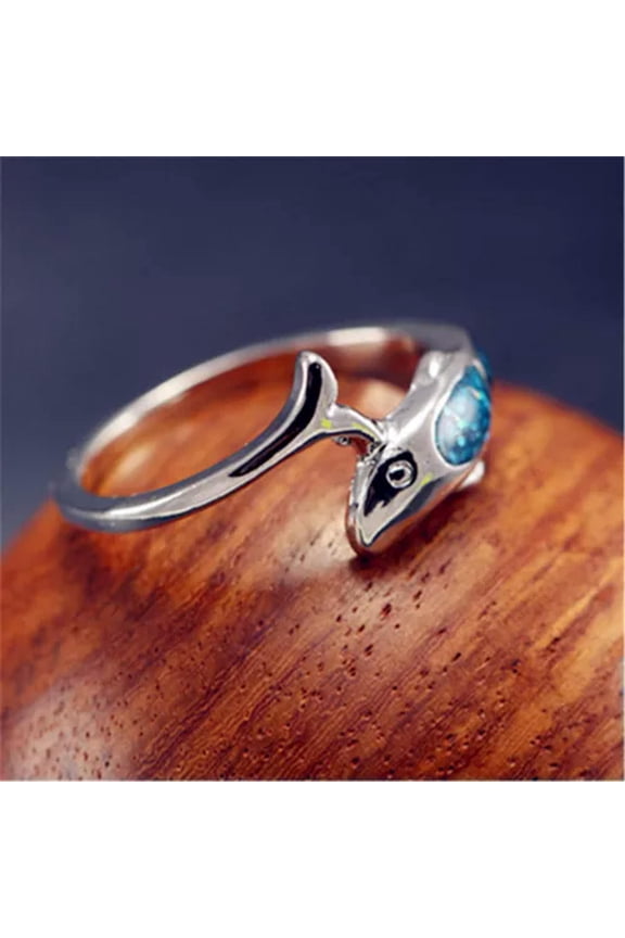 White Gold Plated dolphin Dripping Oil Rings Men Rings Party Gift J087-9