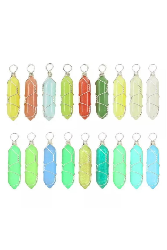 Wholesale 10pc/lot Glow In The Dark Luminous Stone Pendant Moonstone Hexagonal-default